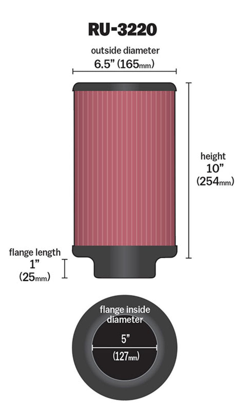 K&N Filter Universal Rubber Filter 5in Flange ID / 6.5in OD / 10in Height-thumbmail-9