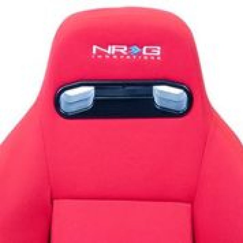 NRG Sport Seats (Pair) Type-R Cloth w/NRG Logo - Red w/Red Stitch-thumbmail-4