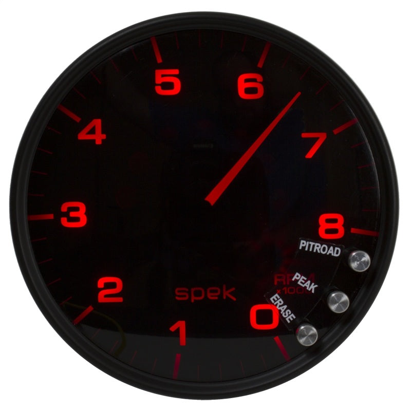 Autometer Spek-Pro Gauge Tachometer 5in 8K Rpm W/Shift Light & Peak Mem Black/Smoke/Black-thumbmail-3