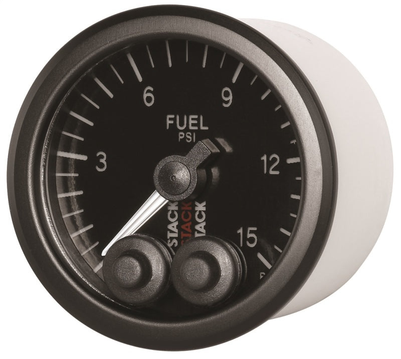 Autometer Stack 52mm 0-15 PSI 1/8in NPTF Male Pro-Control Fuel Pressure Gauge - Black-thumbmail-2