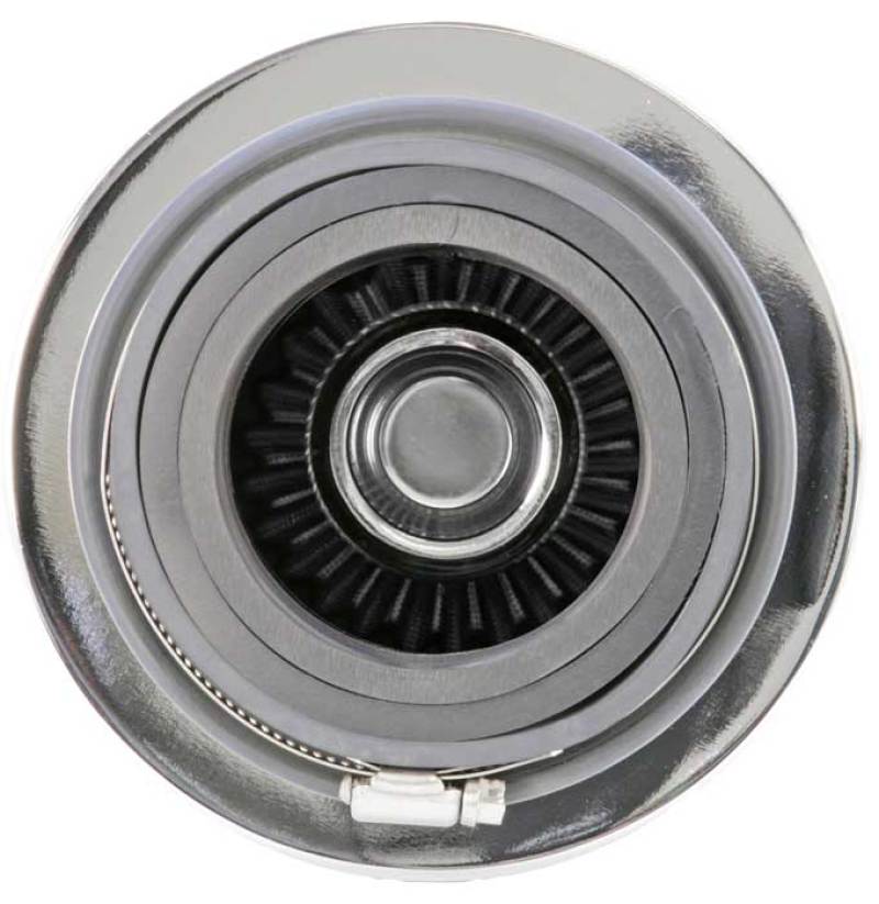 K&N Universal Filter Chrome Round Tapered White - 4in Flange ID x 1.125in Flange Length x 5.5in H-thumbmail-15