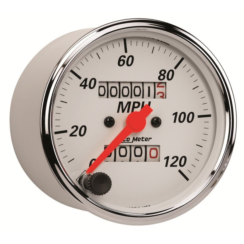 Autometer Arctic White 3-1/8in 0-120 MPH Mechanical Speedometer Gauge-thumbmail-2
