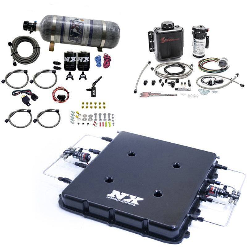 Nitrous Express Nitrous & Water Injection Kit w/Billet LT4 Supercharger Lid w/12lb Bottle-thumbmail-2