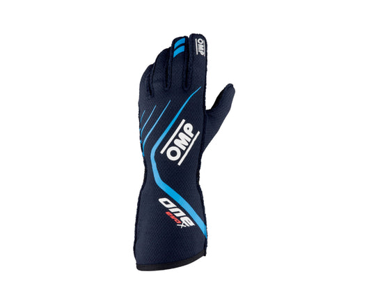 OMP One Evo X Gloves Navy Blue/Cyan - Size L (Fia 8856-2018)