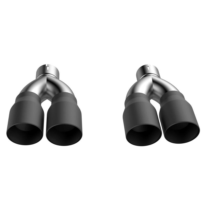 QTP 15-18 Dodge Challenger 5.7L 304SS Screamer Exhaust 3in Quad Tip Adapter w/Black Tips-thumbmail-2