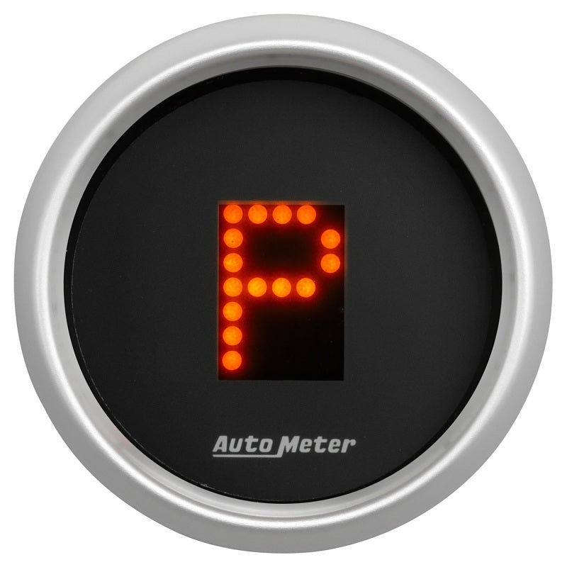 AutoMeter Gauge Gear Pos 2-1/16in. Incl Indicators Black Dial Red Led Silver Bezel-thumbmail-2