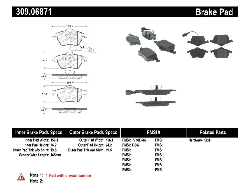 StopTech Performance 99-08 VW Jetta / 5/99-05 Golf GTi/GLS Turbo Front Brake Pads-thumbmail-4