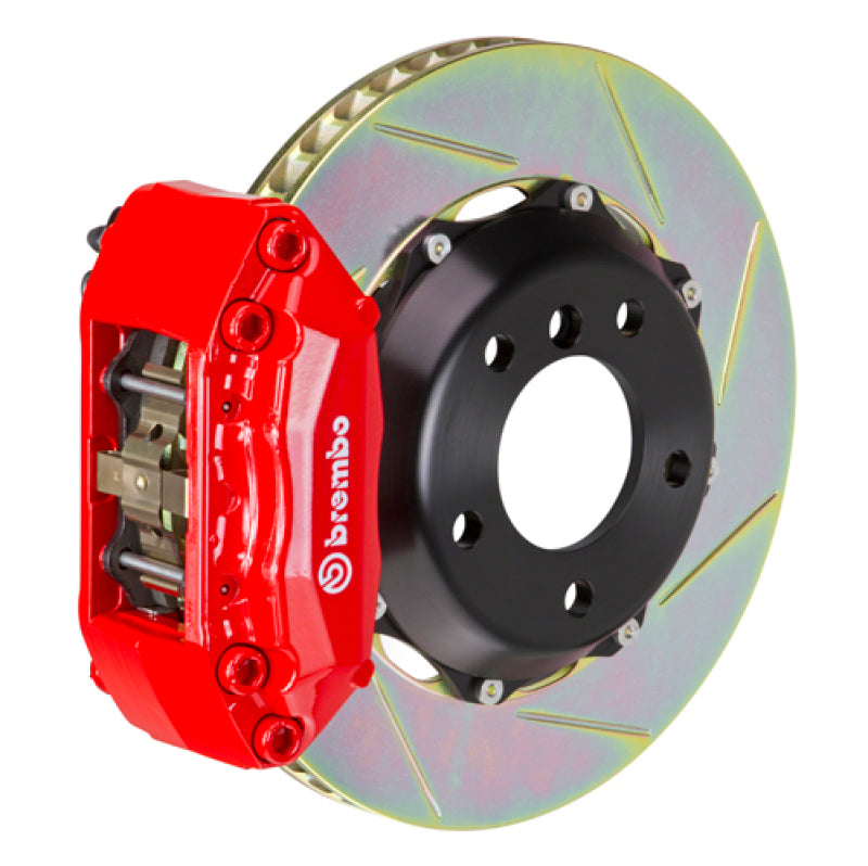 Brembo 04-05 Civic Si Hatchback Fr GT BBK 4Pis Cast 2pc 328x28 2pc Rotor Slotted Type1-Red-thumbmail-1