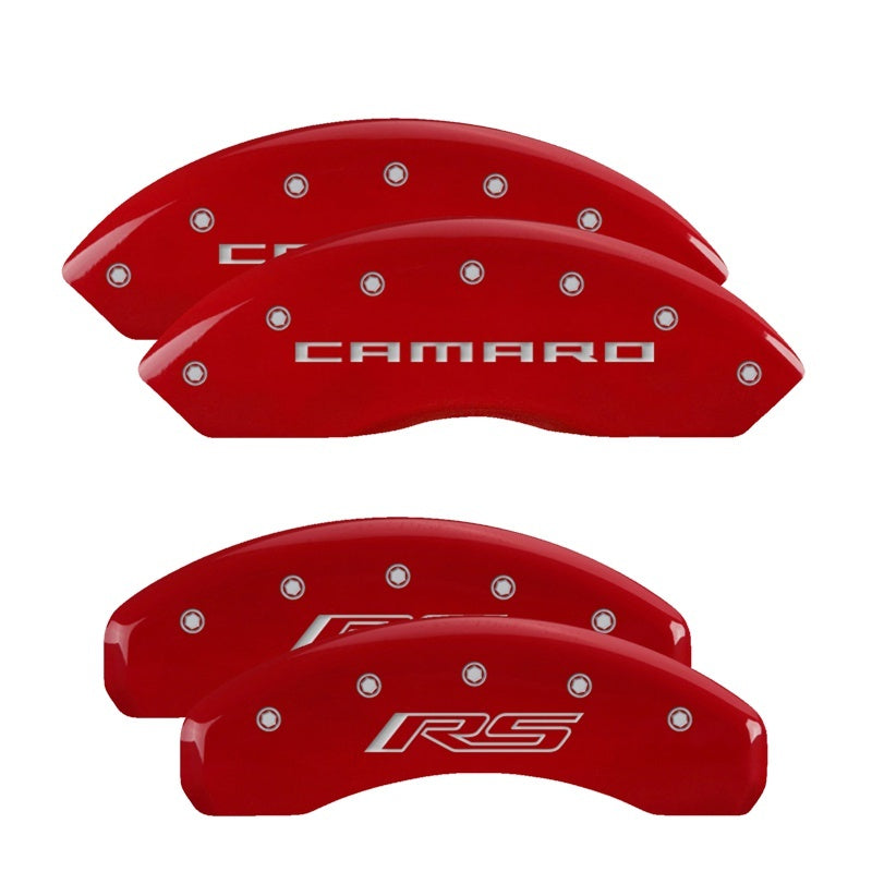 MGP 4 Caliper Covers Engraved Front Gen 5/Camaro Engraved Rear Gen 5/RS Red finish silver ch-thumbmail-3
