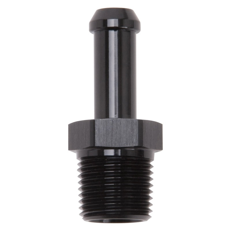 Edelbrock Hose End Straight 3/8In NPT to 3/8In Barb Black Anodize-thumbmail-1