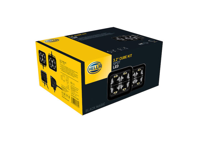 Hella Universal Black Magic 3.2in L.E.D. Cube Kit - Flood Beam (Long Range)-thumbmail-10