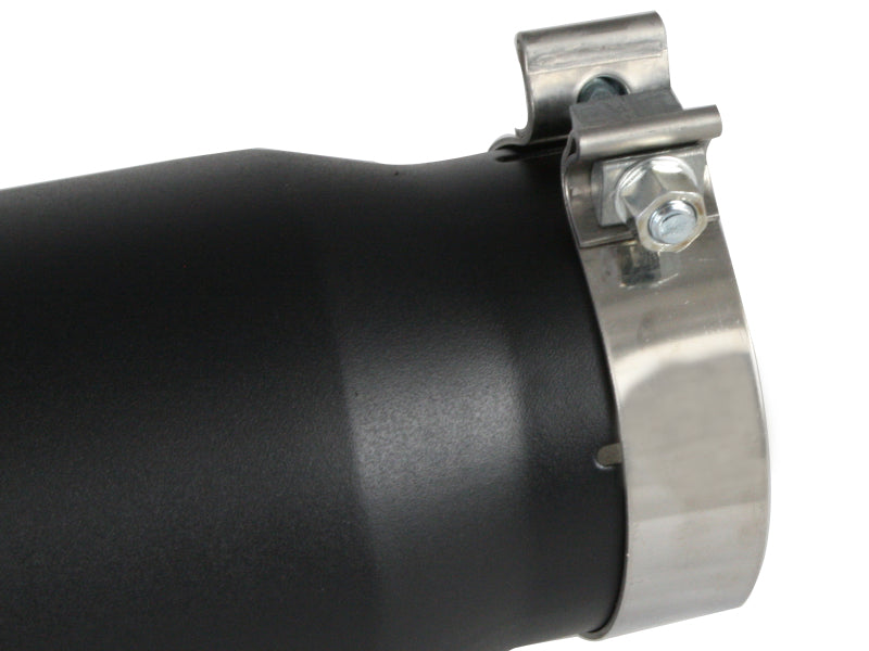 aFe Power Diesel Exhaust Tip Black- 4 in In x 5 out X 12 in Long Bolt On (Right)-thumbmail-2