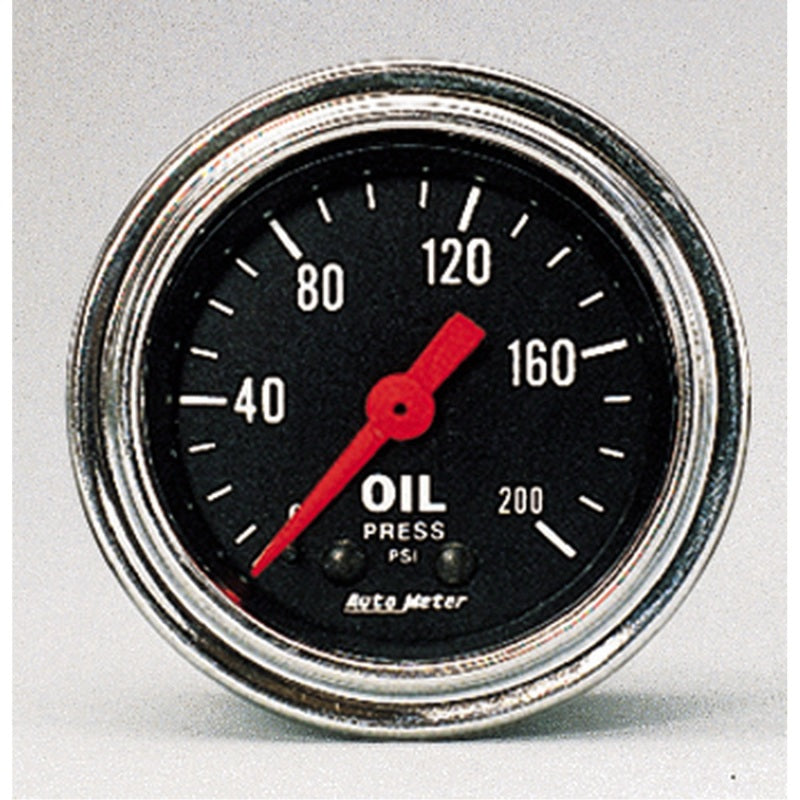 Autometer Traditional Chrome 2-1/16in 200 PSI Mechanical Oil Pressure Gauge-thumbmail-1