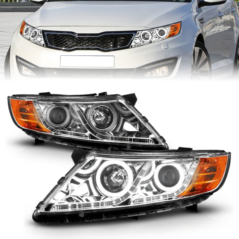 ANZO 2011-2013 Kia Optima Projector Headlights w/ Halo Chrome (CCFL)-thumbmail-1