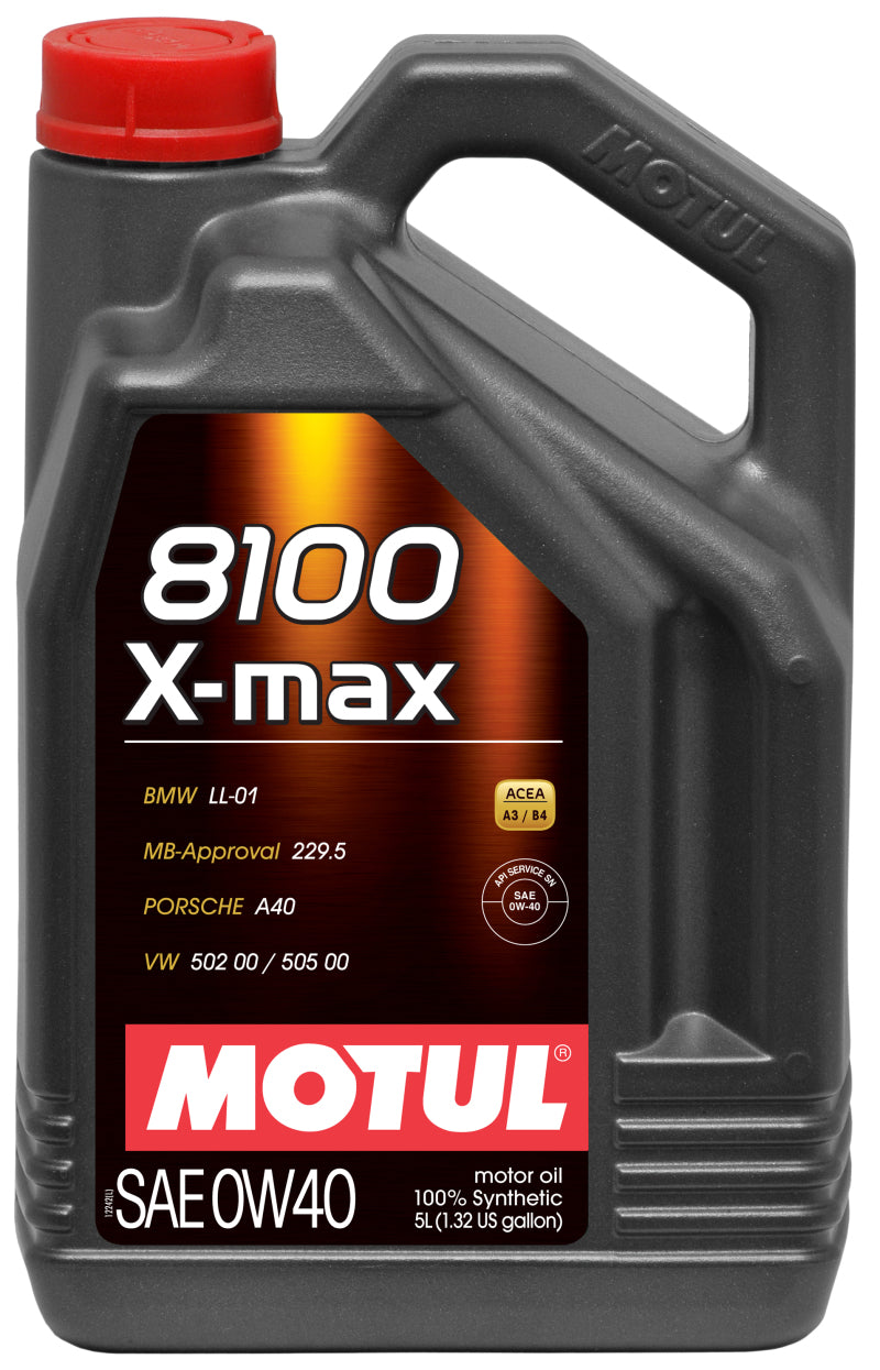 Motul 5L Synthetic Engine Oil 8100 0W40 X-MAX - Porsche A40-thumbmail-1