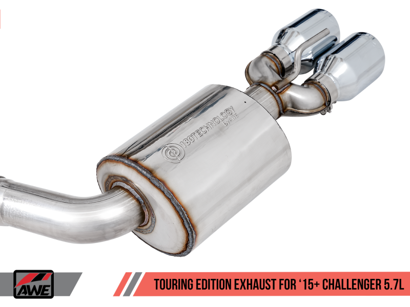 AWE Tuning 2017+ Challenger 5.7L Touring Edition Exhaust - Non-Resonated - Chrome Silver Quad Tips-thumbmail-6