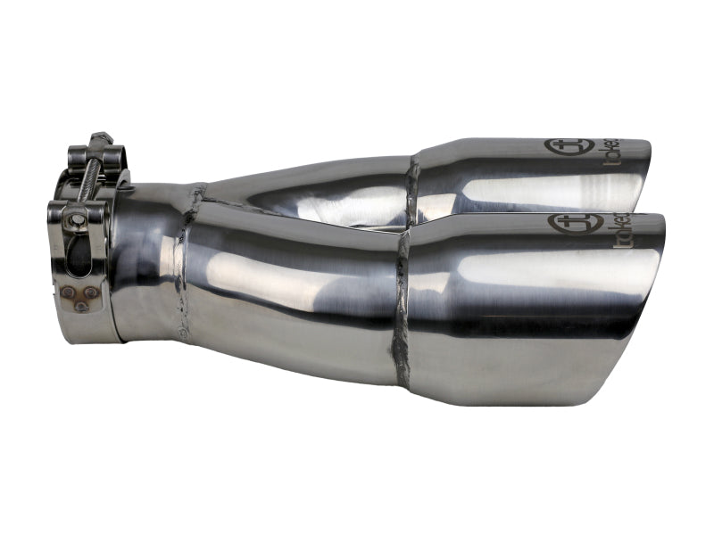 aFe Takeda 2.5in 304 Stainless Steel Clamp-on Exhaust Tip 2.5in Inlet 3in Dual Outlet - Polished-thumbmail-4