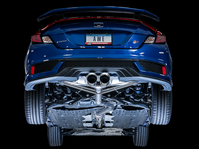 AWE Tuning 2016+ Honda Civic Si Track Edition Exhaust w/Front Pipe & Dual Chrome Silver Tips-thumbmail-5