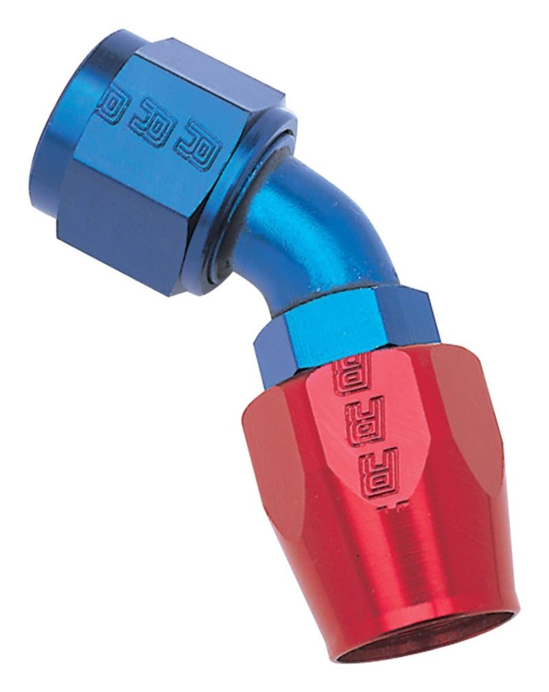 Russell Performance -8 AN Red/Blue 45 Degree Full Flow Hose End