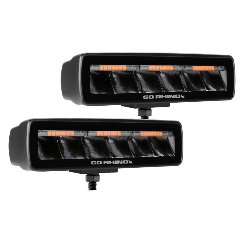 Go Rhino Xplor Blackout Combo Series Sixline LED Spot Lights w/Amber (Surface Mount) - Blk (Pair)-thumbmail-6