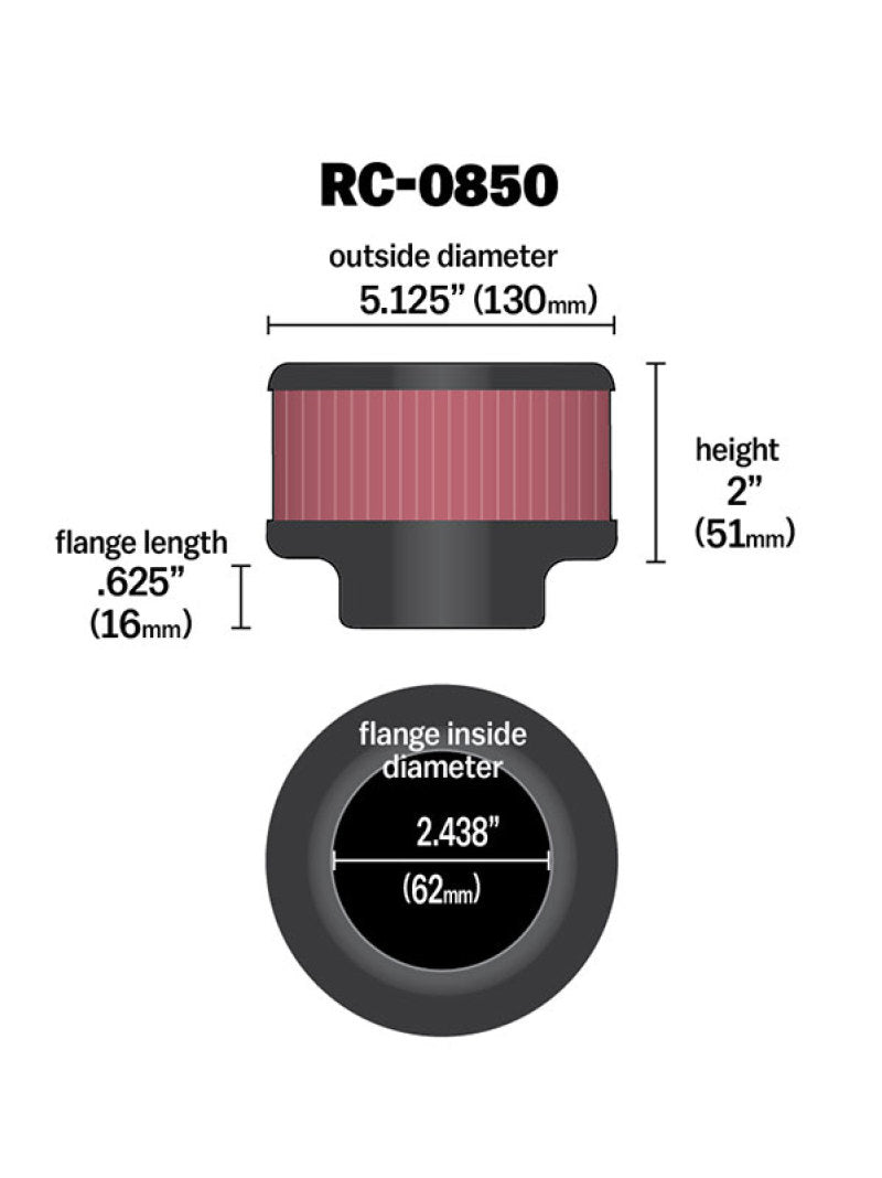 K&N Universal Chrome Filter 2.438in Flange ID x 5.125in OD x 2in H-thumbmail-17