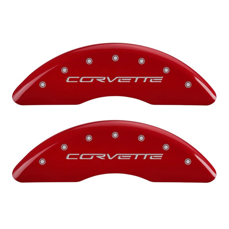 MGP 4 Caliper Covers Engraved Front & Rear C6/Corvette Red finish silver ch-thumbmail-2