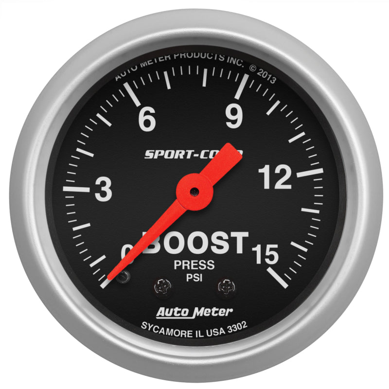 Autometer 2-1/16in 0-15 PSI Mechanical Sport-Comp Boost Pressure Gauge
