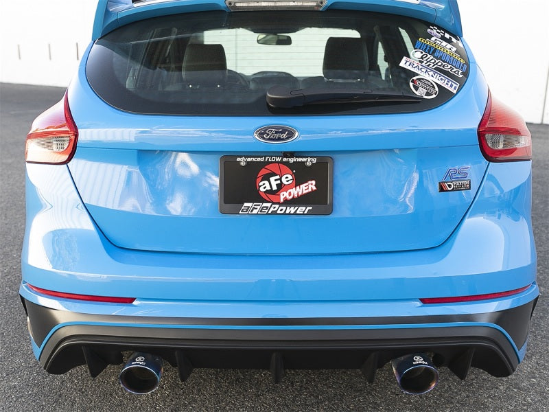 aFe Takeda 3in 304 SS Axle-Back Exhaust System w/ Blue Flame Tip 16-18 Ford Focus RS 2.3L (t)-thumbmail-2