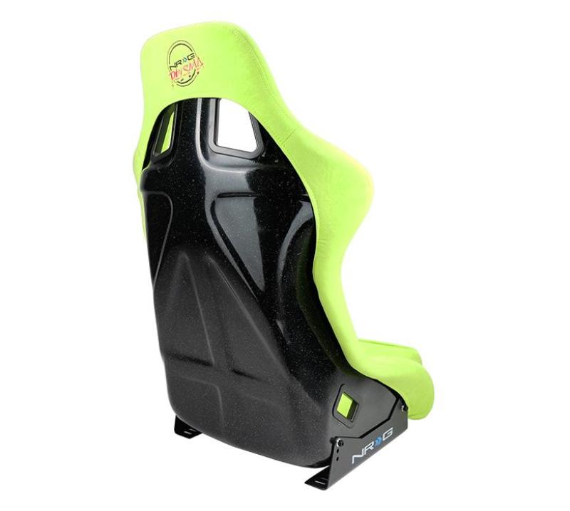 NRG FRP Bucket Seat PRISMA Edition - Large (Neon Green Alcantara/  Pearlized Back)-thumbmail-4