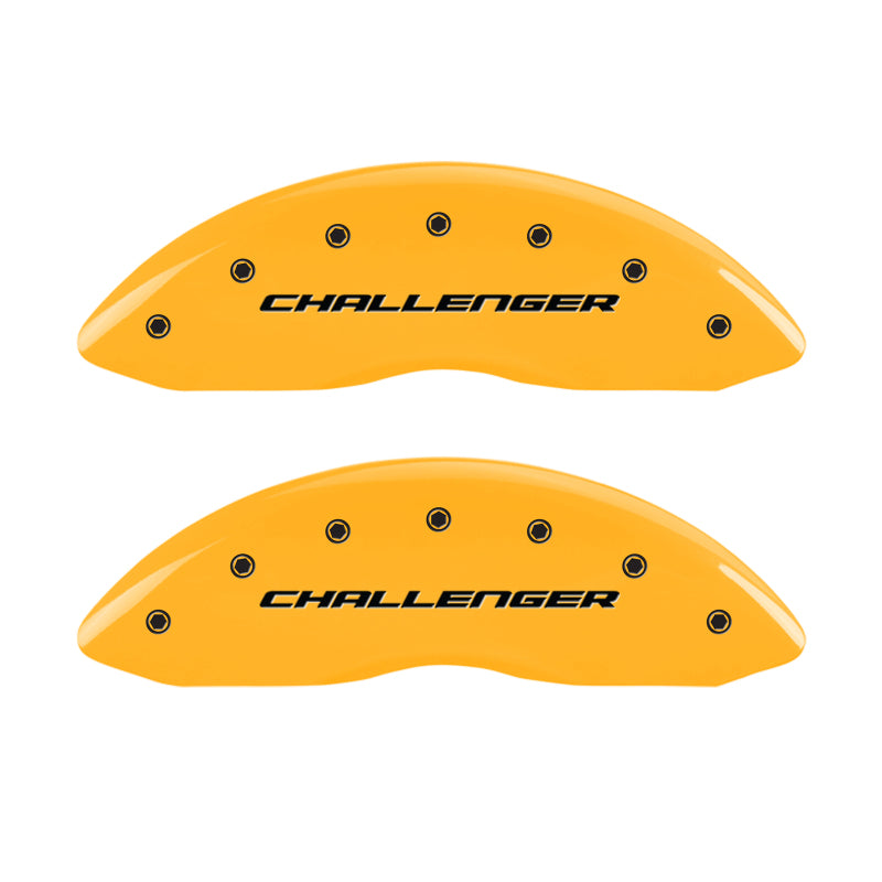 MGP 4 Caliper Covers Engrvd Front Block/Challenger Engrvd Rear Vintage Style/RT Yellow fnsh Blk ch-thumbmail-2
