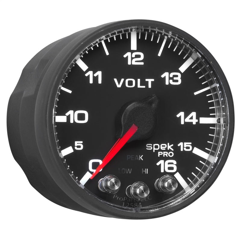 AutoMeter Gauge Voltmeter 2-1/16in. 16V Stepper Motor W/Peak & Warn Blk/Blk Spek-Pro-thumbmail-4