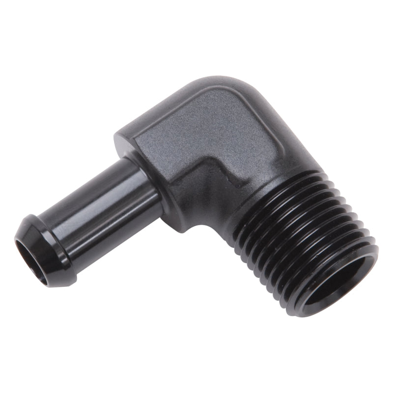 Edelbrock Hose End 90-Deg 1/2In NPT to 3/8In Barb Black Anodize-thumbmail-7