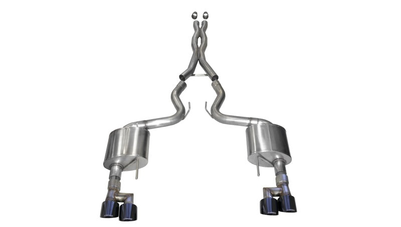 Corsa 18-19 Ford Mustang 5.0L V8 3in Sport Cat-Back Dual Rear Exit w/ 4in Black PVD Pro-Series Tips-thumbmail-1