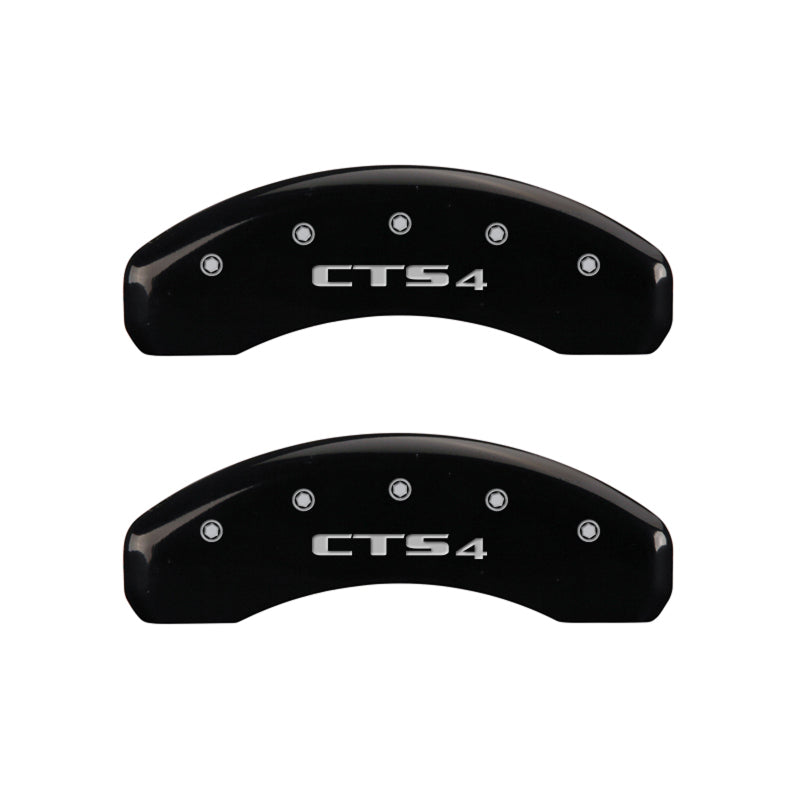 MGP 4 Caliper Covers Engraved Front Cursive/Cadillac Engraved Rear CTS4 Black finish silver ch-thumbmail-4