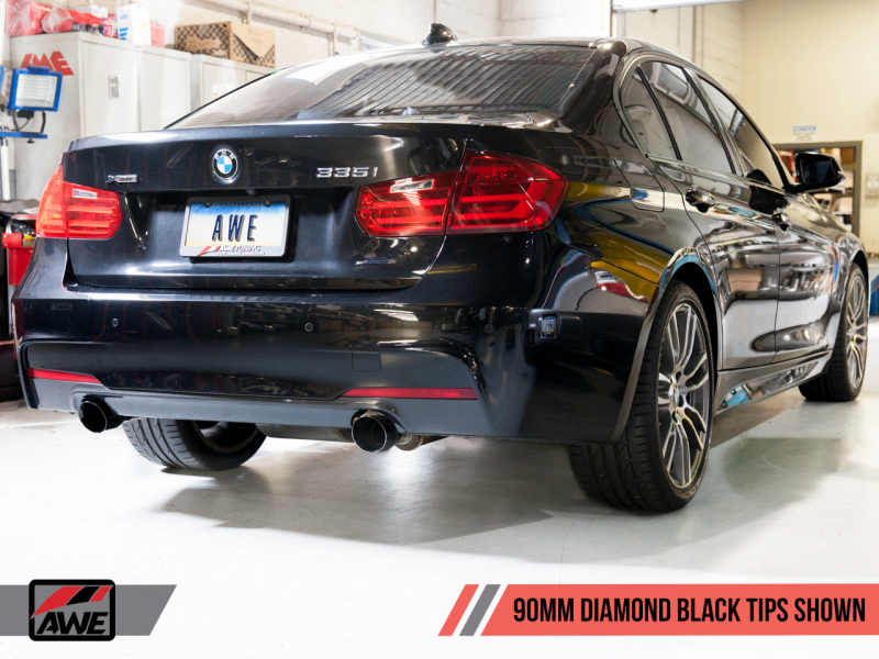 AWE Tuning BMW F3X 335i/435i Touring Edition Axle-Back Exhaust - Diamond Black Tips (90mm)-thumbmail-10