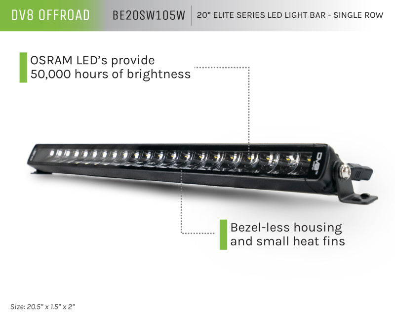 DV8 Offroad 20in Elite Series Light Bar 105W LED - Single Row-thumbmail-9
