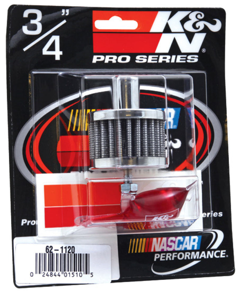 K&N Steel Base Chrome Top Crankcase Vent Filter 3/4in OD Vent / 2in OD / 1-1/2in H Stud Mount-thumbmail-4