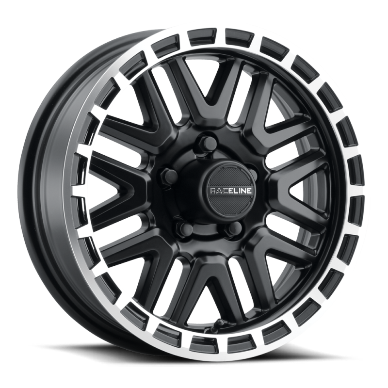 Raceline 953BM Krank 14x6in / 5x114.3 BP / 0mm Offset / 3.19mm Bore - Black & Machined Wheel-thumbmail-1