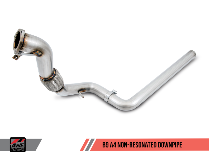 AWE Tuning Audi B9 A4 Track Edition Exhaust Dual Outlet - Diamond Black Tips (Includes DP)-thumbmail-2