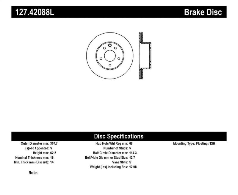 StopTech 06-07 350Z / 05-07 G35 / 06-07 G35X SportStop Slotted & Drilled Rear Left Rotor-thumbmail-1