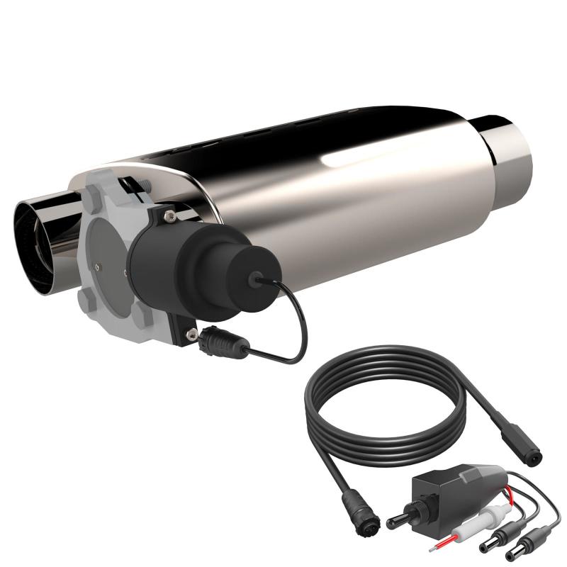 QTP 3in Weld-On Reverse 304SS Screamer Muffler Short Case w/Bolt-On QTEC Electric Cutout-thumbmail-5