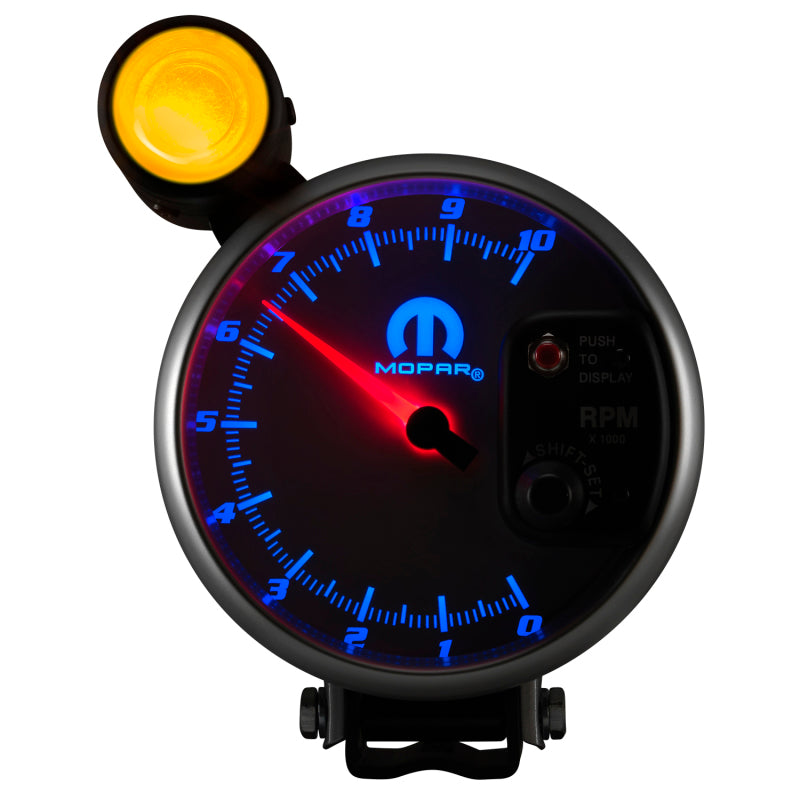 AutoMeter Gauge Tachometer 5in. 10K RPM Pedestal W/ Ext. Shift-Lite White Mopar-thumbmail-2