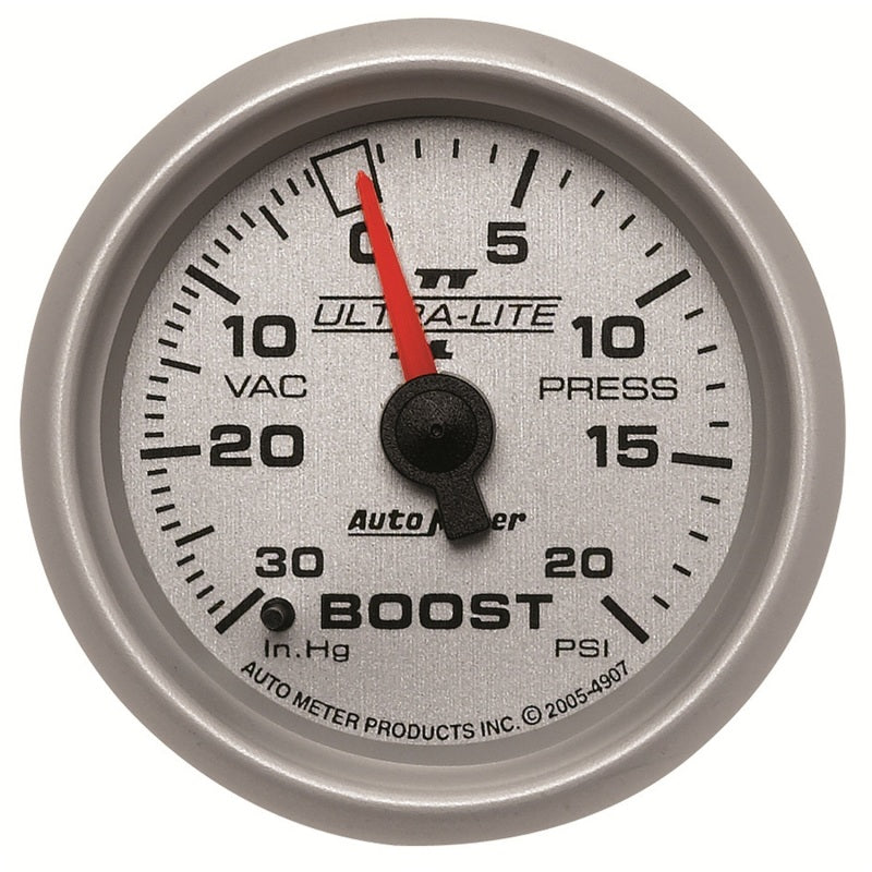 Autometer Ultra-Lite II 52mm 30 in Hg/20 psi Mechanical Boost/Vacuum Gauge
