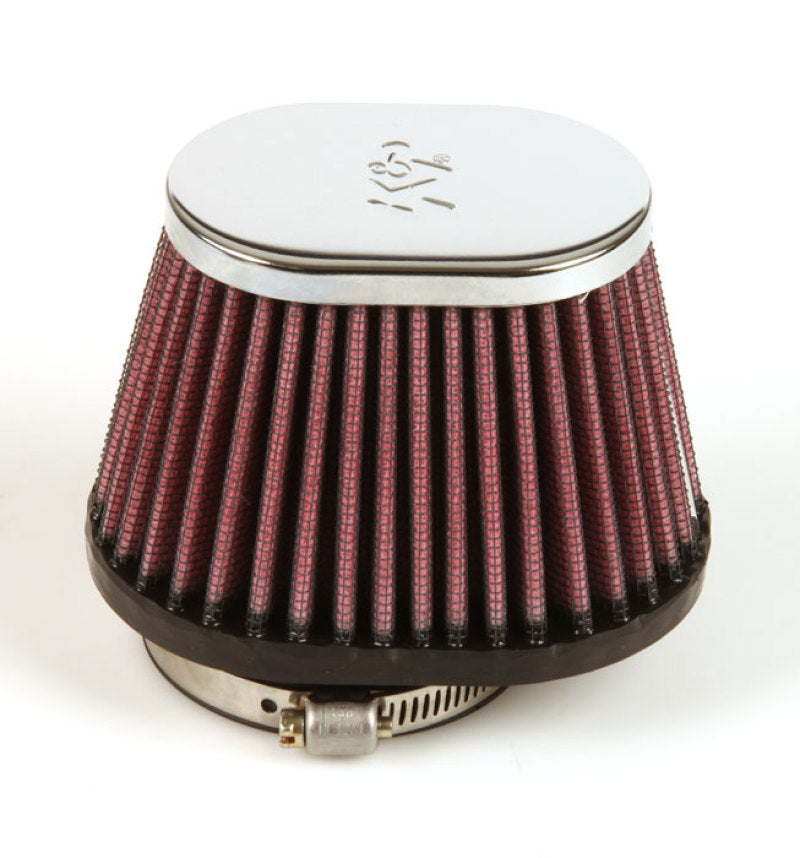 K&N Uni Chrome Oval Tapered Filter 2.125in FlgID x 4inB OL x 3inB OW x 3inT OL x 2inT OW x 2.75in H-thumbmail-4