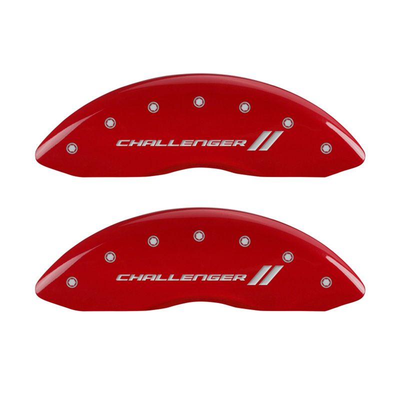 MGP 4 Caliper Covers Engraved Front & Rear With stripes/Challenger Red finish silver ch-thumbmail-2