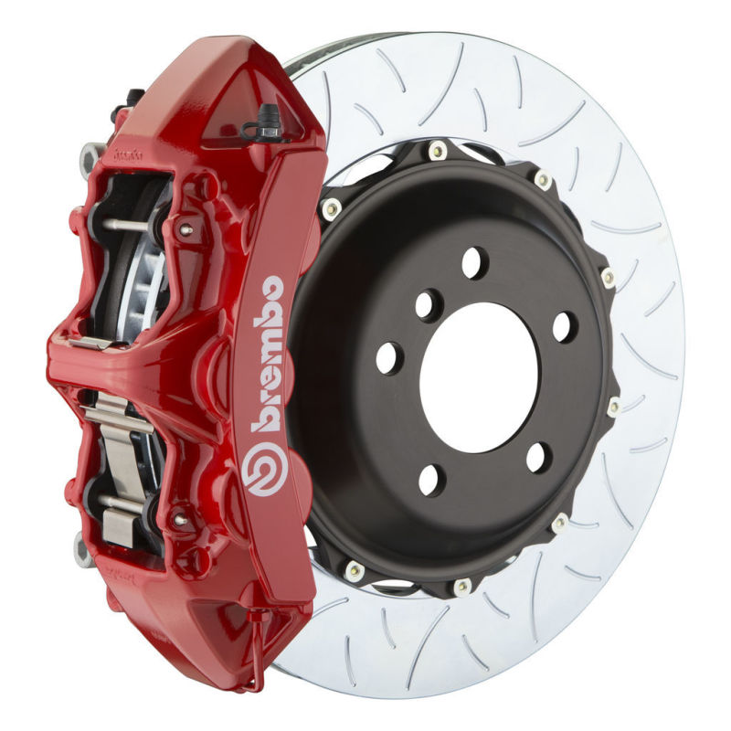 Brembo 05-14 Mustang GT Excl non-ABS Equipped Fr GT BBK 6Pist Cast 380x32 2pc Rtr Slot Type3-Red-thumbmail-1
