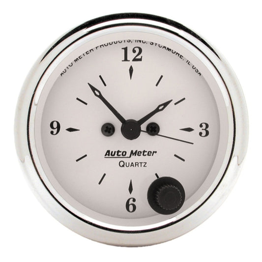 AutoMeter Gauge Clock 2-1/16in. 12HR Analog Old Tyme White