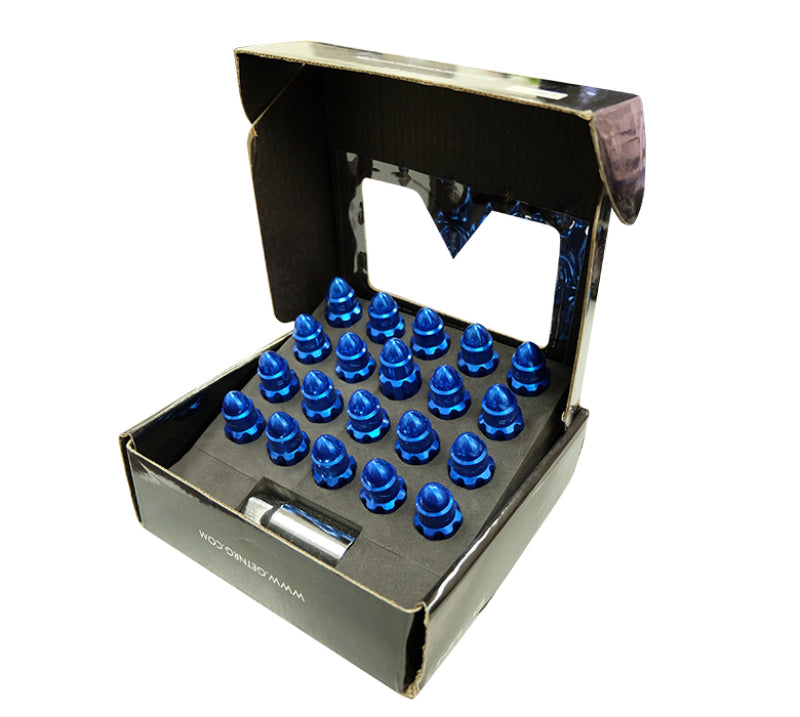 NRG 500 Series M12 X 1.5 Bullet Shape Steel Lug Nut Set - 21 Pc w/Lock Key - Blue-thumbmail-7