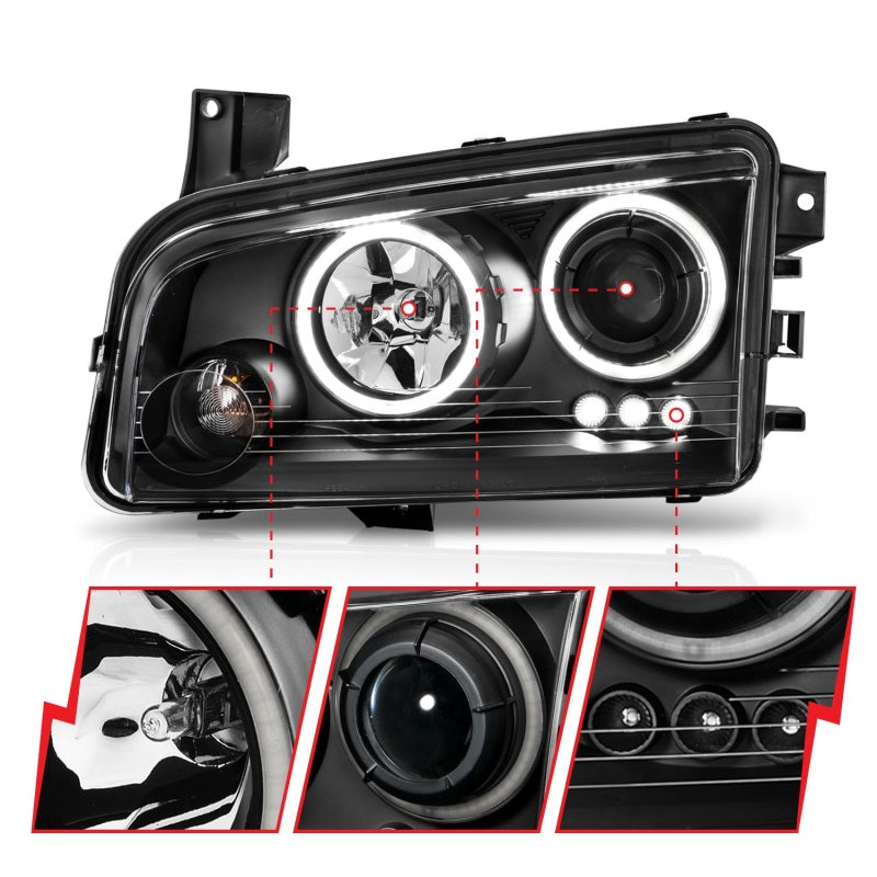 ANZO 2006-2010 Dodge Charger Projector Headlights w/ Halo Chrome (CCFL)-thumbmail-9