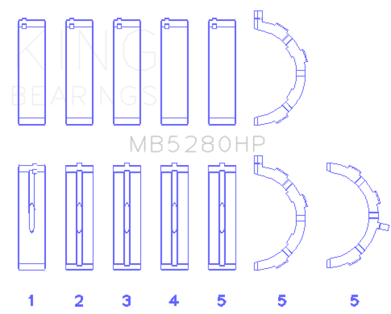 King Ford Prod. V8 4.6L/5.4L (Size 0.25) Performance Main Bearing Set-thumbmail-2